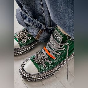 SOLD OUT Free People Cruise Studded Hi Top Sneakers in putt putt green by Nan-Ku